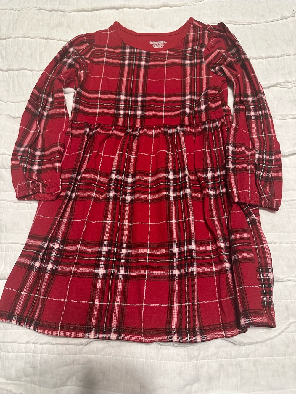 Garanimals Red Plaid Long-Sleeve Girls Casual Dress